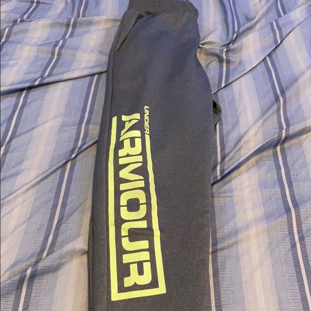 Grey and Neon Under Armor Sweatpants